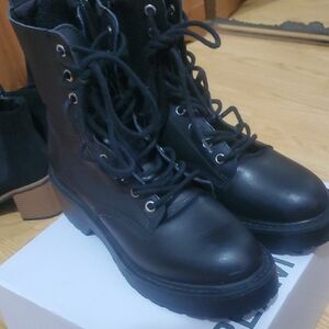 Black Lace-Up Ankle Boots